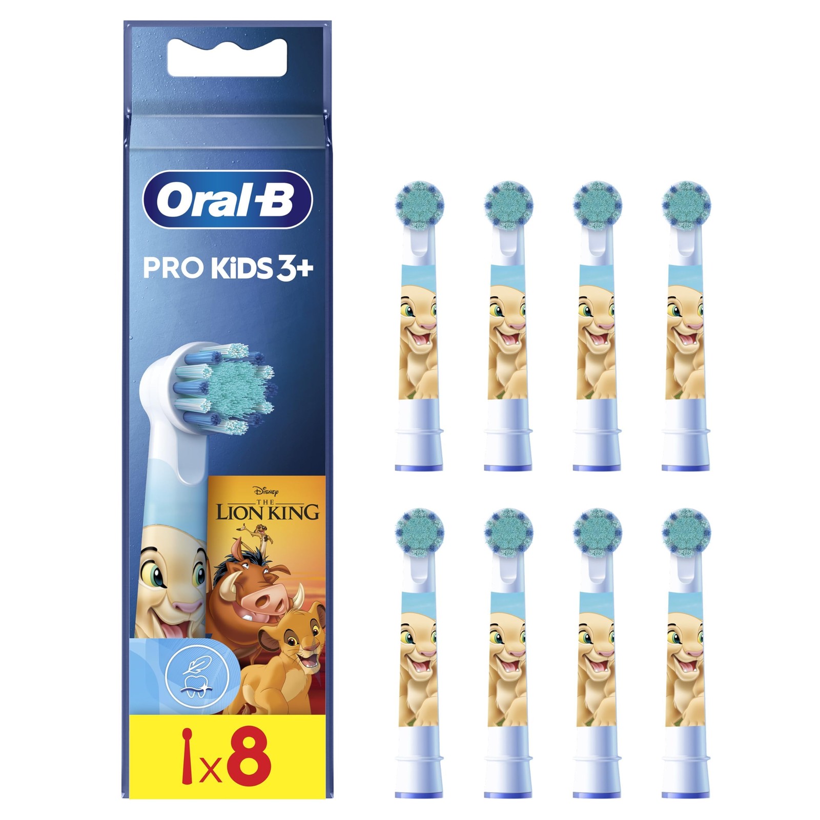 Brossettes de rechange Pro Kids Roi Lion multicolores pour brosse à dents enfant pack de 8