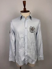 Van Santen Regular Fit Blue Long Sleeve Vintage Button Down Polo Shirt Sz S