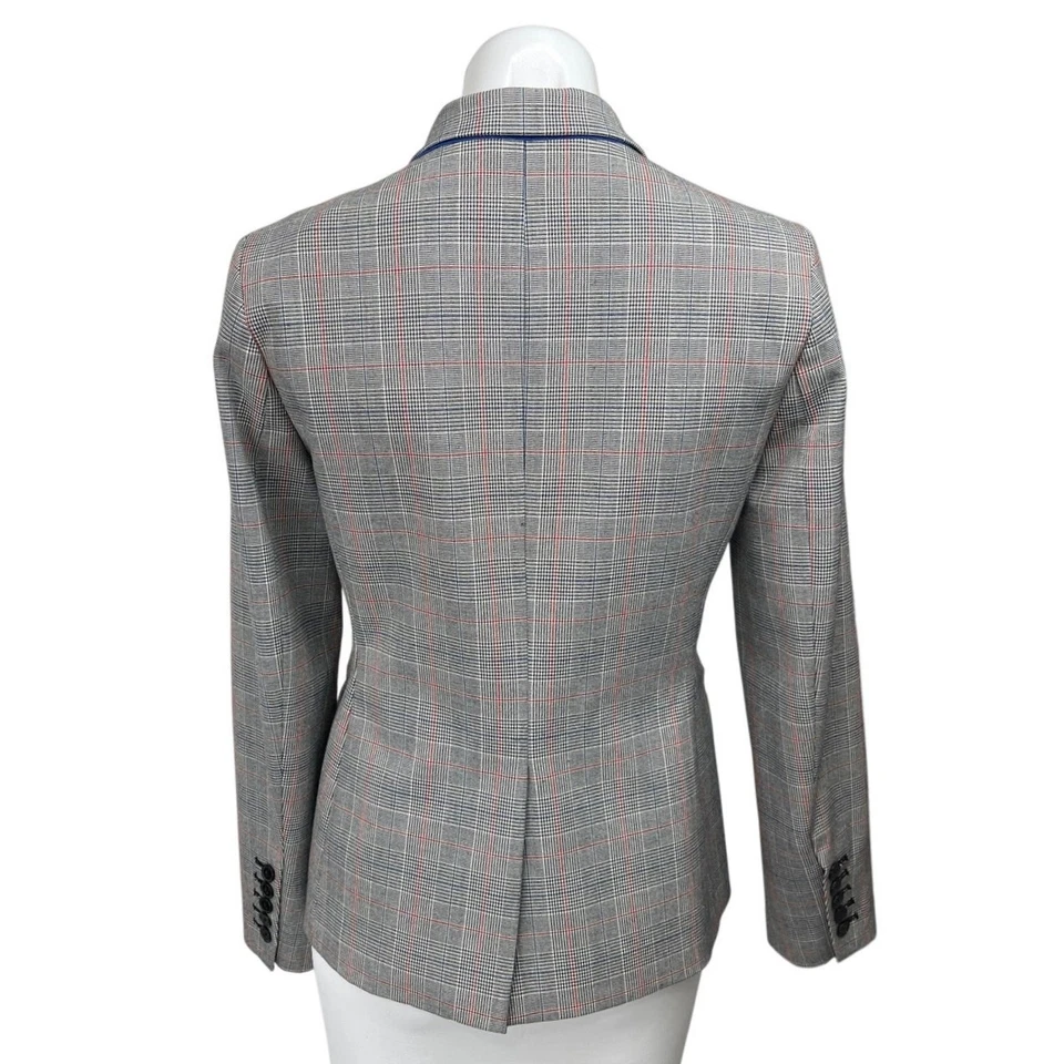 Banana Republic Gray Double Breasted Check Plaid Notch Collar Blazer Jacket Sz 6 - Image 2 of 4