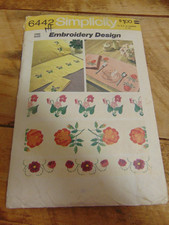 Simplicity 6442 EMBROIDERY DESIGN TRANSFERS Flowers Vtg 1974