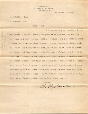Law Offices Of Edson R Harder 1894 Valatie NY Antique Letterhead Billhead TL8
