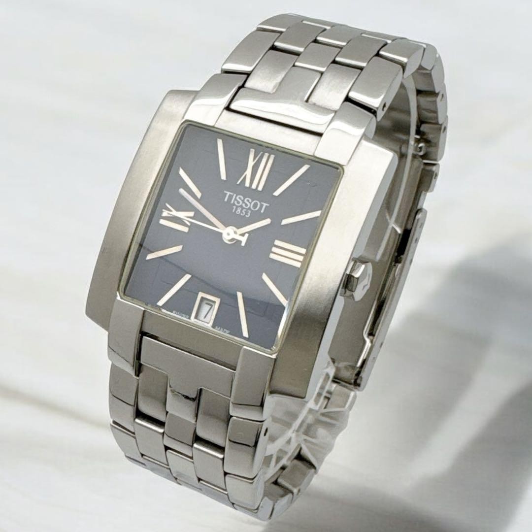Tissot Square Roman Dial Date Quartz Mens Watch Stainless Steel