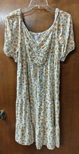 Haven Hearts yellow Flower Dress Large Country Cottage High Waisted