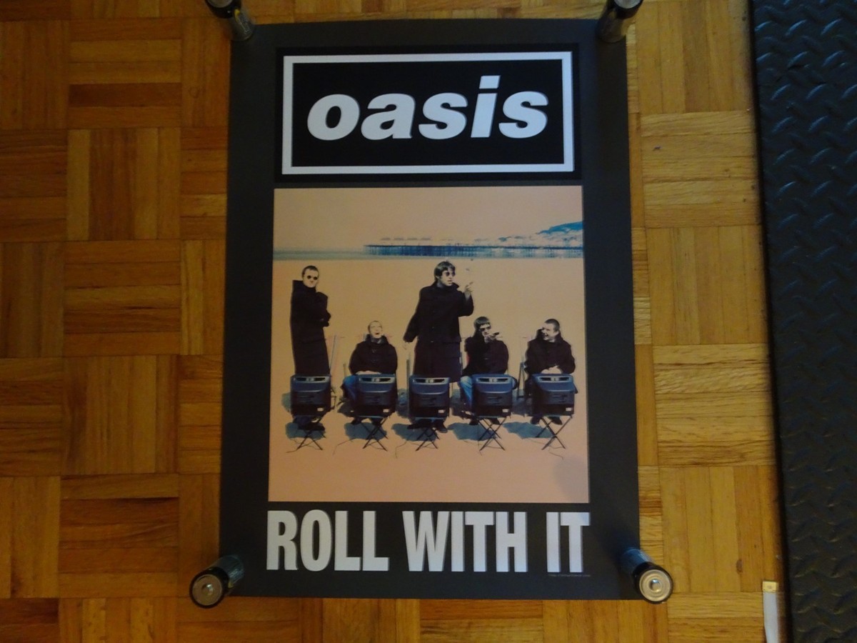 Official Oasis Live '25 Roll with it poster Chicago pop-up store