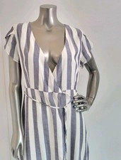 Mod Ref High Low Wrap Dress,gray and white  color, size M, 100% Rayon LINING