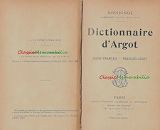 Rossignol DICTIONNAIRE D'ARGOT Francais Paris  Ollendorff �1901 Corpus Christi