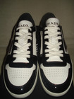 100% AUTHENTIC NEW MEN PRADA DOWNTOWN LOGO BLACK/WHITE SNEAKERS UK 8/US 9 D — photo 10