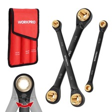 4in1 Reversible Ratcheting Wrench Set 12 SAE Sizes CRV 6Point Tool Bag