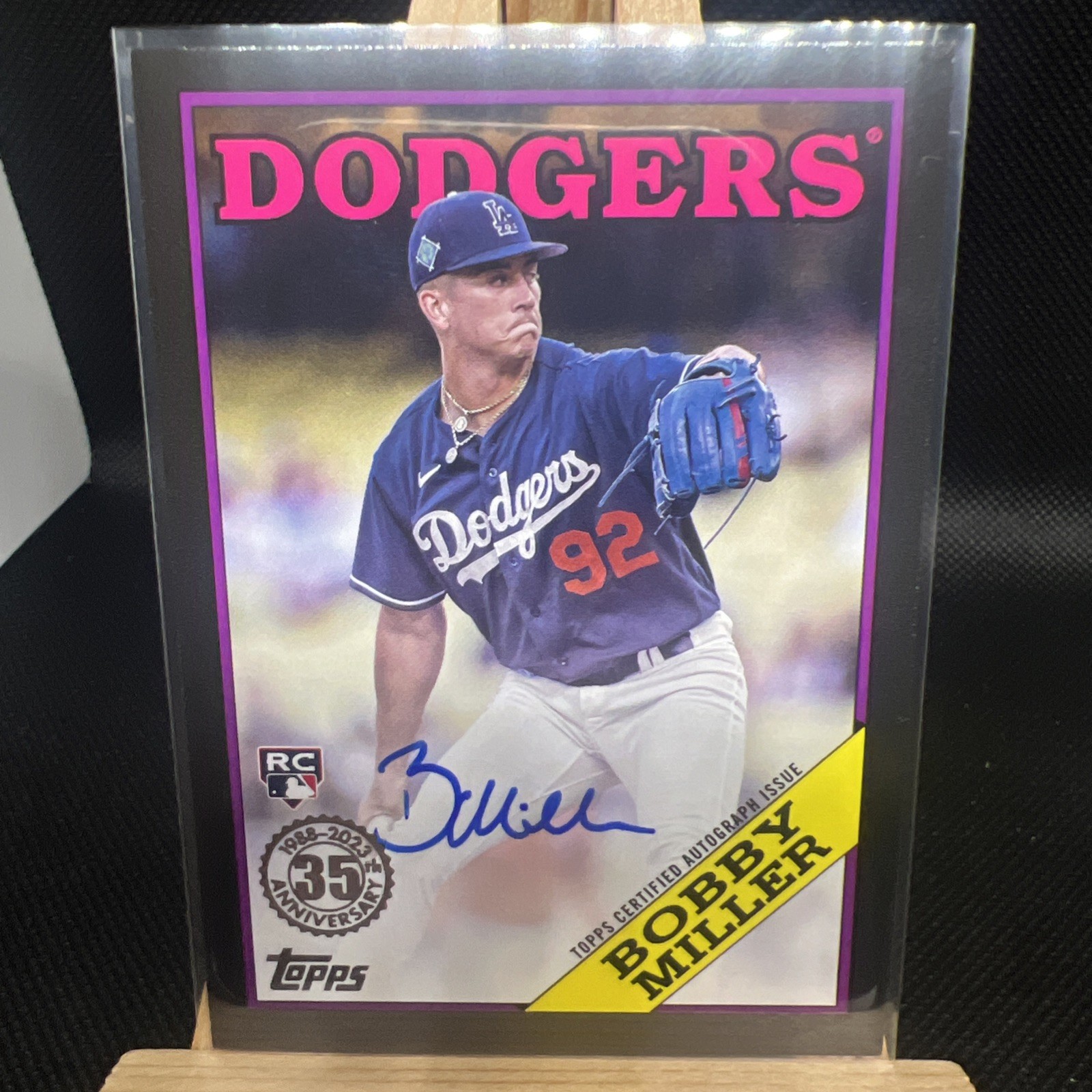 2023 Topps Update - Bobby Miller - Black 1988 Topps Rookie On Card Auto /199