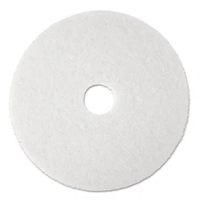 3M Super Polish Floor Pad 4100, 17" Diameter, White, 5/Carton