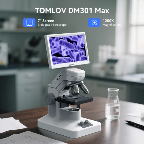 TOMLOV DM301 Max 1200X Wireless Biological Digital Cell Microscope 7“ Screen - Picture 2 of 16