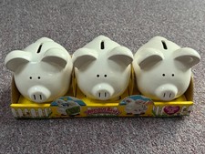 New 3 Pack- Precious Banks - White Ceramic Piggy Banks for Personalization, 4.5”