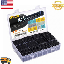 446pcs Heat Shrink Tubing Kit 4:1 Ratio Adhesive Lined Marine Grade Wrap Black