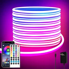 32.8Ft LED Neon Lights with Remote APP Control IP65 Waterproof Flexible Neon Str