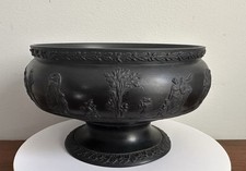 Wedgwood Black Basalt Sacrifice Figures Footed Imperial Pedestal Bowl (c.1869）
