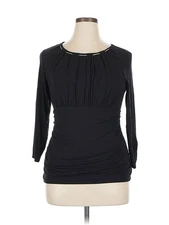 AB Studio Women Black 3/4 Sleeve Top XL