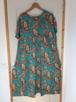 Kleid Paisley Muster Smaragdgrün: Boho Eleganz 44 2XL