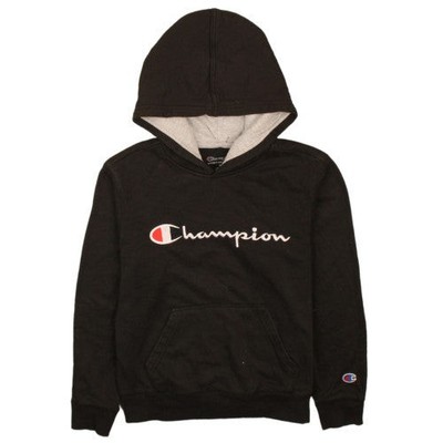 Champion Jungen Pullover Hoodie schwarz M Fleece Logo gefüttert Sweatshirt