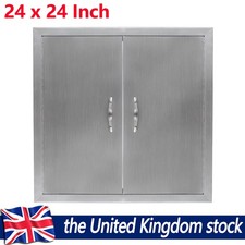 24*24in Stainless Steel Double BBQ Island Access Door Kitchen Door w/ 2 Handles