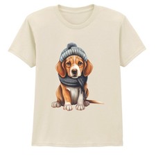 Beagle Puppy Dogs Animals Kids T-Shirt Winter Beanie Scarf Childrens Tee