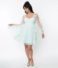 Smak Parlour Mint Tulle & Babydoll Dress Sz L