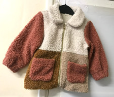 H&M Toddler Girls Borg Fleece Jacket Coat Multi-Color Block Size 1.5-2 Years