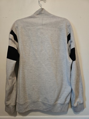 Chaps Sweatshirt Men's Medium Retro Stripe Stand Collar Button Casual Fleece - Picture 3 of 3