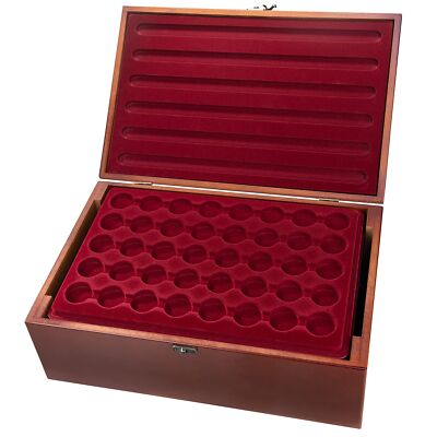 Holz Münzkassette Münzkoffer inkl 10 Münztableaus für 400 STK 2 Euro Münzen i...
