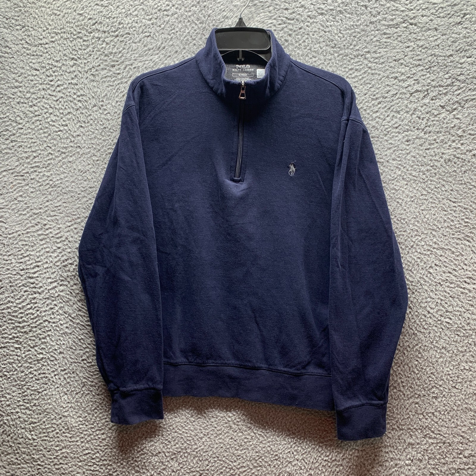 Maglione Ralph Lauren adulto blu medio grigio pony felpa uomo pullover zip