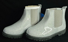 Tobfis Girl's Fashion Glitter Chelsea Boot Ankle Boots Silver sz 3 1 Flaw