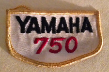 YAMAHA 750 MOTORCYCLE PATCH USED HALF MOON SHAPE RED BLACK LETTERING VINTAGE.