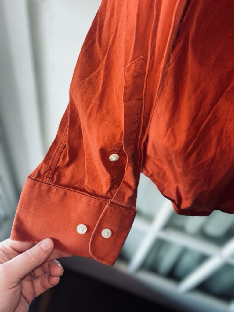 Gilberto Mens Size 45 Long Sleeved Button Down Solid Burnt Orange Dress Shirt Gilberto Mens Size 45 Long Sleeved Button Down Solid Burnt Orange Dress Shirt