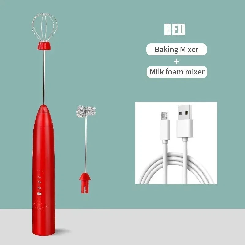 Milk Frother 2-in-1 USB Rechargeable Electric Egg Beater Kitchen Gagets