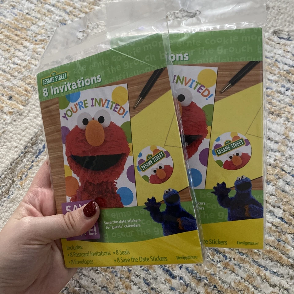 Sobres 16 invitaciones fiesta cumpleaños Elmo calle Sésamo nuevos Foto 4 de 4