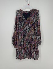 VINCE CAMUTO 3 Tiered Flowy Dress Black Multi Floral Size XL NWT