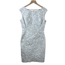 Lauren Ralph Lauren Womens 8 Gray Floral Sleeveless Ruched Sheath Dress