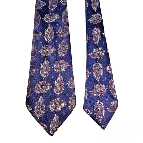 Vintage 40's Linde Tie Mens Purple Shimmer Leaves California MCM Necktie USA - Picture 5 of 5
