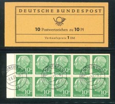 BRD Bund Heftchenblatt 10d + Deckel - gestempelt - Schmidl BPP - Mi. 420,-