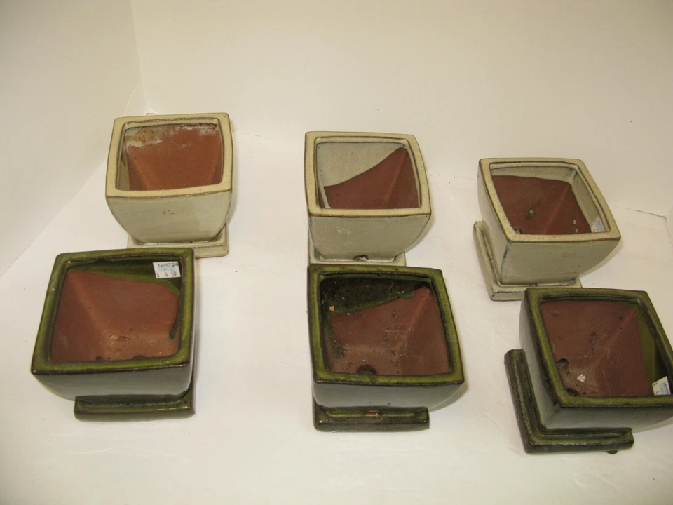 Beige 4" Square Flower Pots - Image 4 of 4