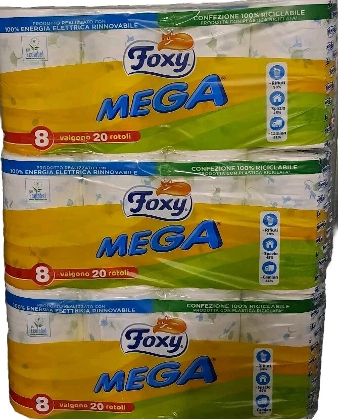 Carta Igienica Foxy 24 Rotoloni Doppio Velo Decorata MEGA Bianca 480strappi X1