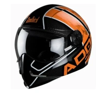 Adonis Majestic Glossy Black & Orange Full Face Helmet Smoke Visor S 560mm