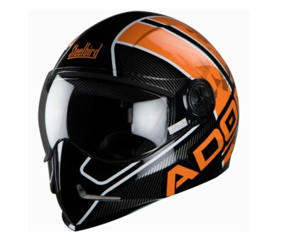 Adonis Majestic Glossy Black & Orange Full Face Helmet Smoke Visor S 560mm ECs