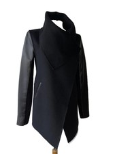Mackage Nwot Sz Xs Black Lambskin Sleeve Cashmere Blend Coat