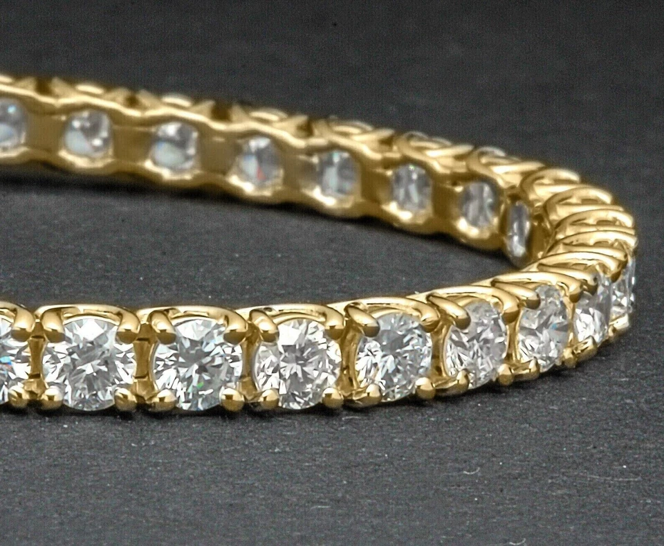 5Ct Round Cut Lab-Created Diamond Women's Tennis Bracelet 14K Yellow Gold Plated - Image 2 of 4