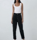 Zara Baggy Paperbag Jeans, Black, size USA 0, S, High Waist, Stretch, Slouchy — photo 4