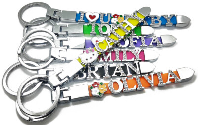 Personalized Rhineston Key Chain, Name keychain, Metal letters(1-8 letters）