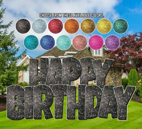 24" Happy Birthday Quick Set Yard Sign Letters | 5pc Outdoor Lawn Decorations 