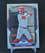 Nikau Pouaka-Grego 1st Chrome Rookie Card 2023 Bowman Prospects BCP-89 Phillies 
