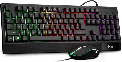 Computer Desktop Gaming Keyboard and Mouse Mechanical Feel Led Light Backlit US