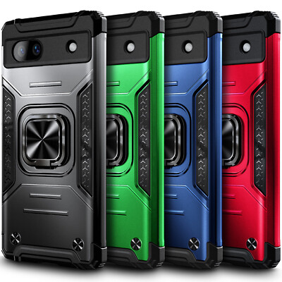 For Google Pixel 7a Case Ring Kickstand Armor Phone Cover with Screen Protector